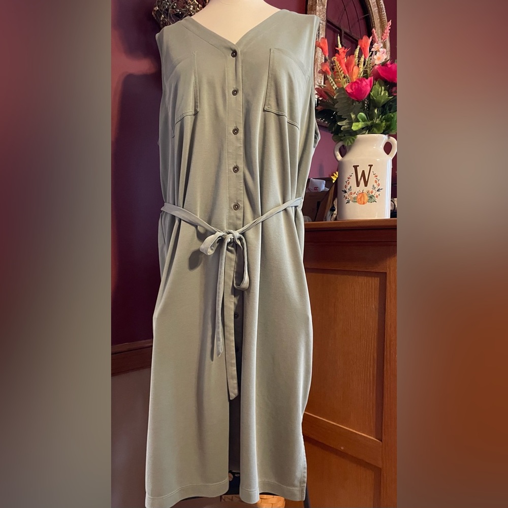 Tahari olive Green Dress with Belt
Size xl